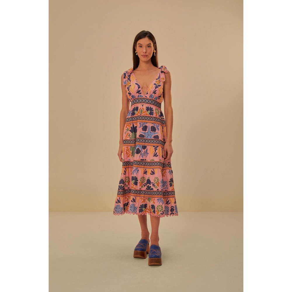 Pink Seashell Tapestry Midi Dress